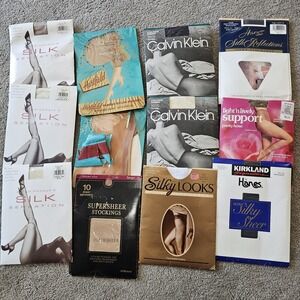 Vintage Lot 10 Pantyhose Stockings Hanes Calvin Klein Bloomingdales 70s 80s 90s